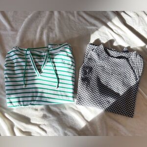 TALBOTS Coastal Preppy Sweater Bundle (2) Zip Mock Neck+ Hooded Pullover Spring